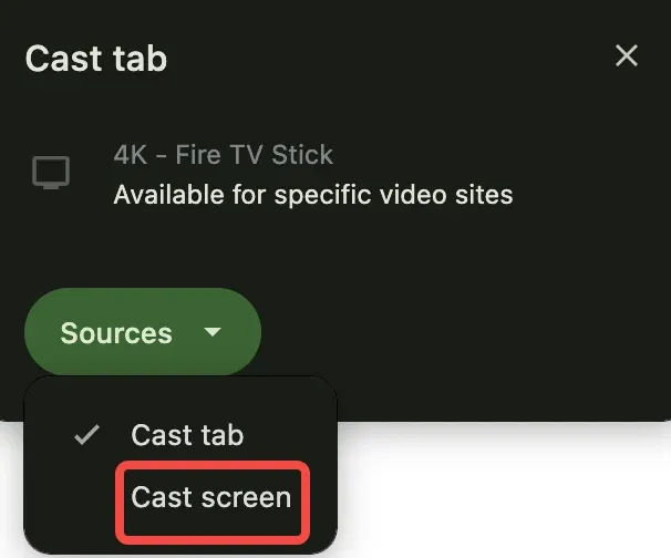 choose Cast screen