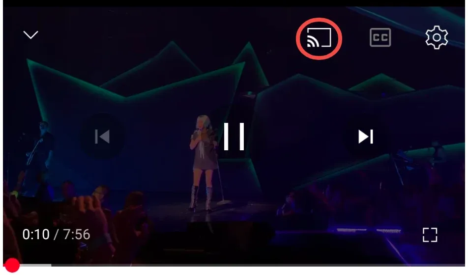 click Cast icon on YouTube