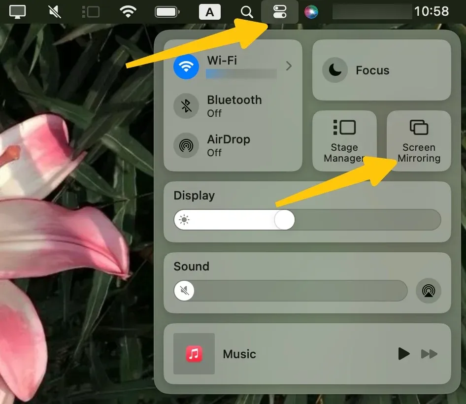 Screen Mirroring option in Mac
