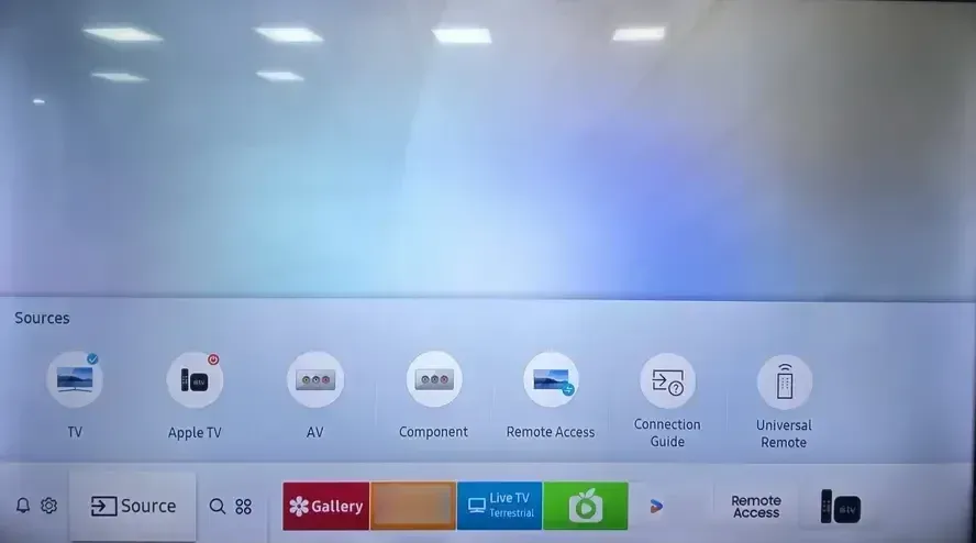 Samsung TV source menu option