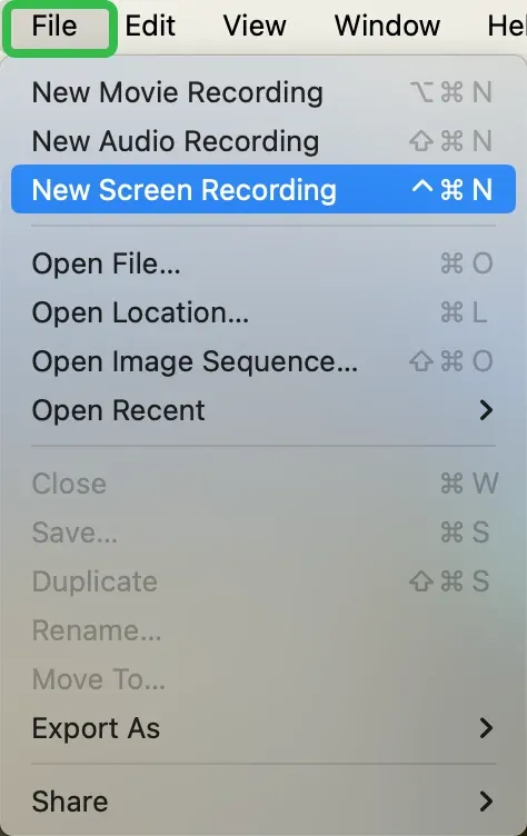 New Screen Recording in File