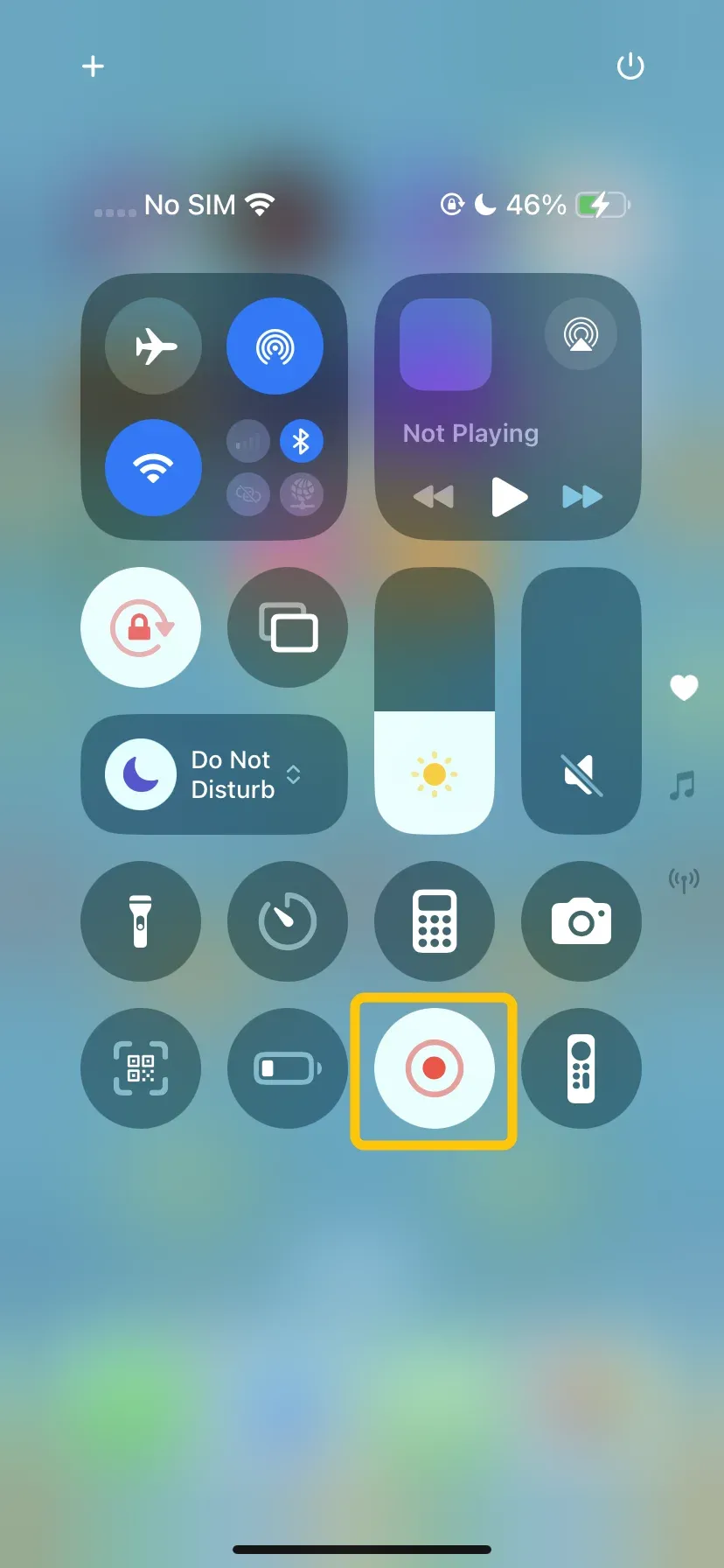 red bar or the Screen Recording icon