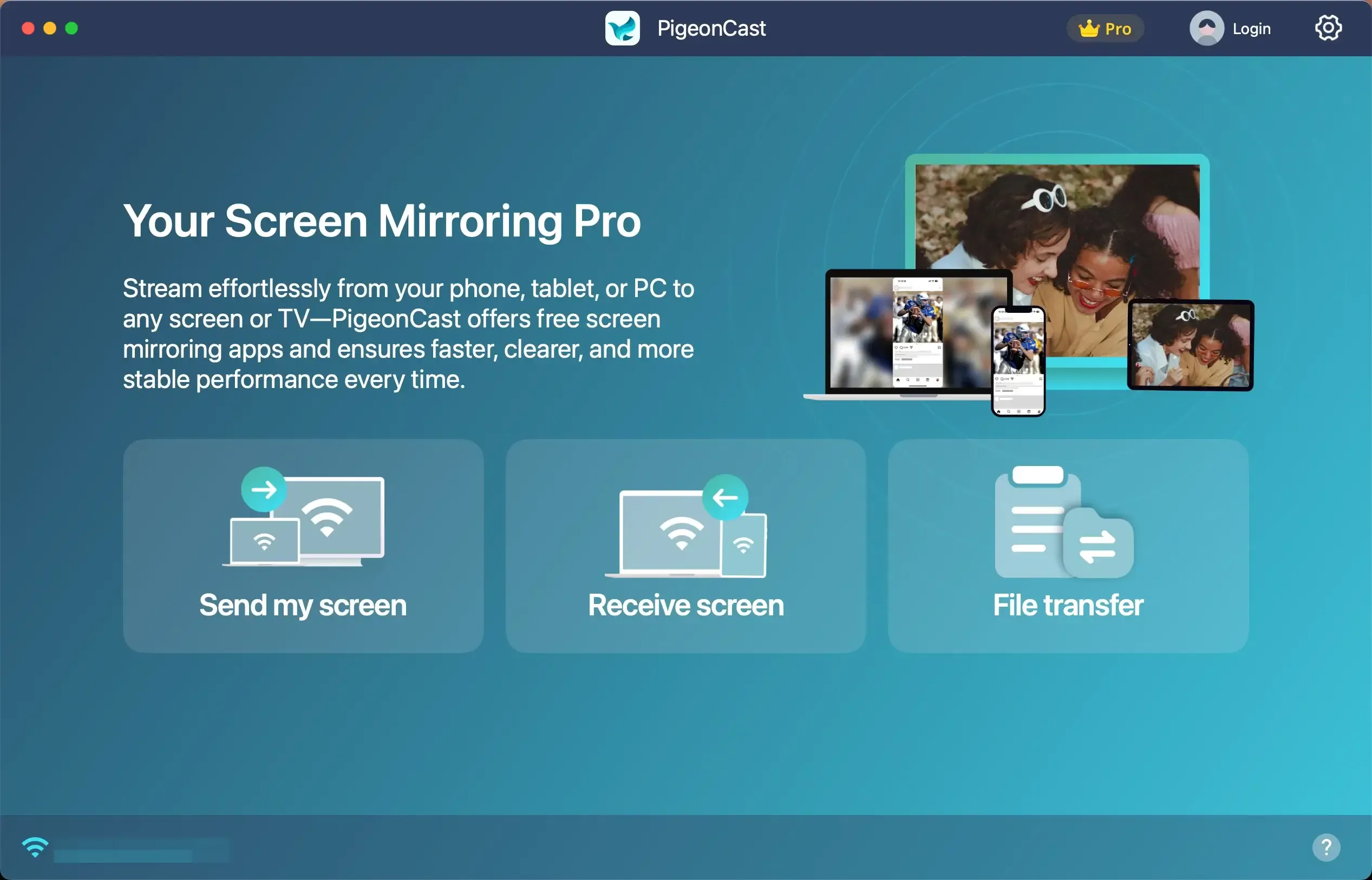PigeonCast allows a computer to send content and receive content
