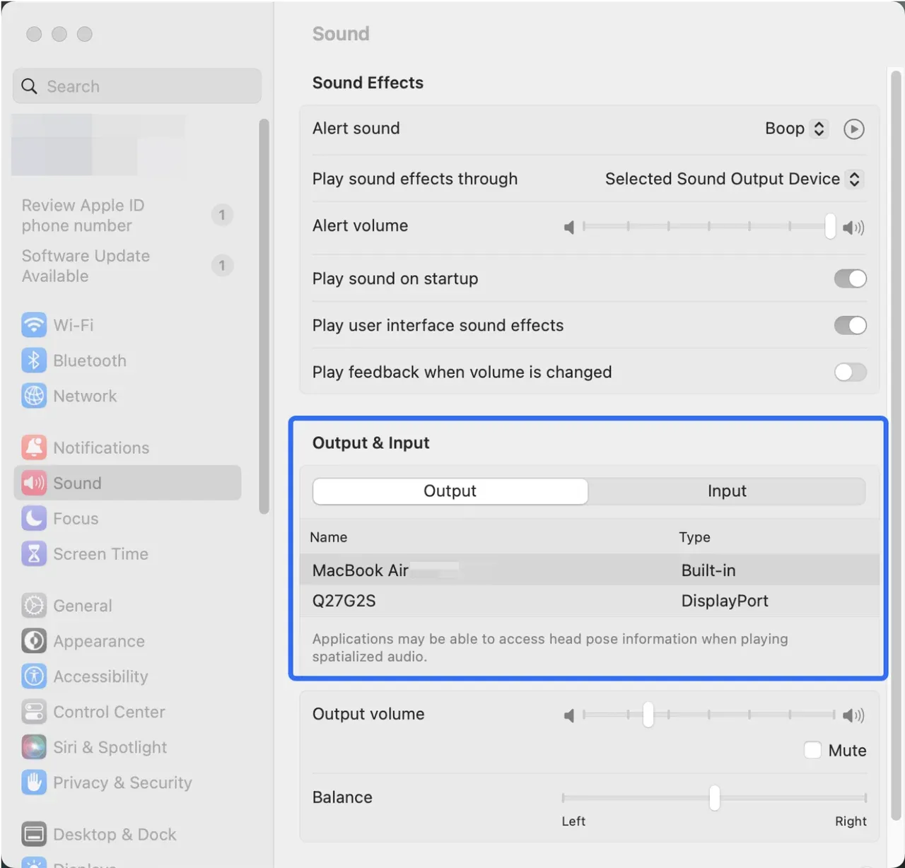 change output device on Mac