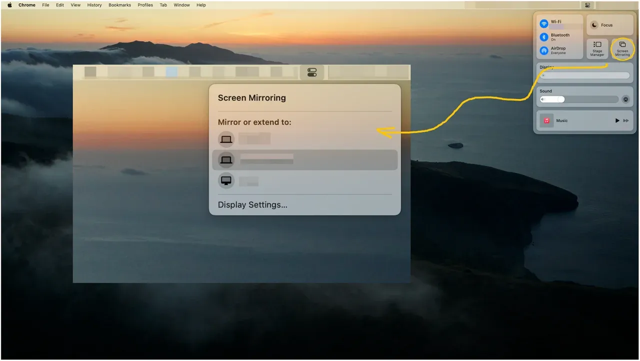how to do Mac screen casting with AirPlay