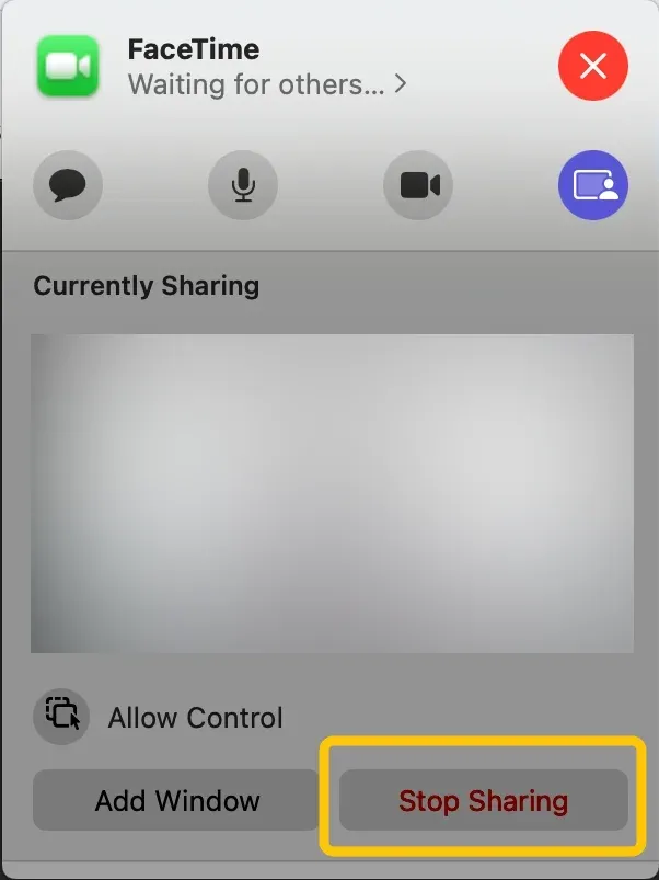Stop Sharing Screen