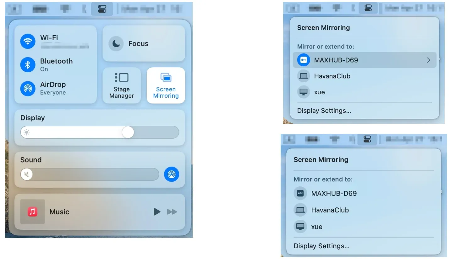how to stop AirPlay on Mac from Control Center