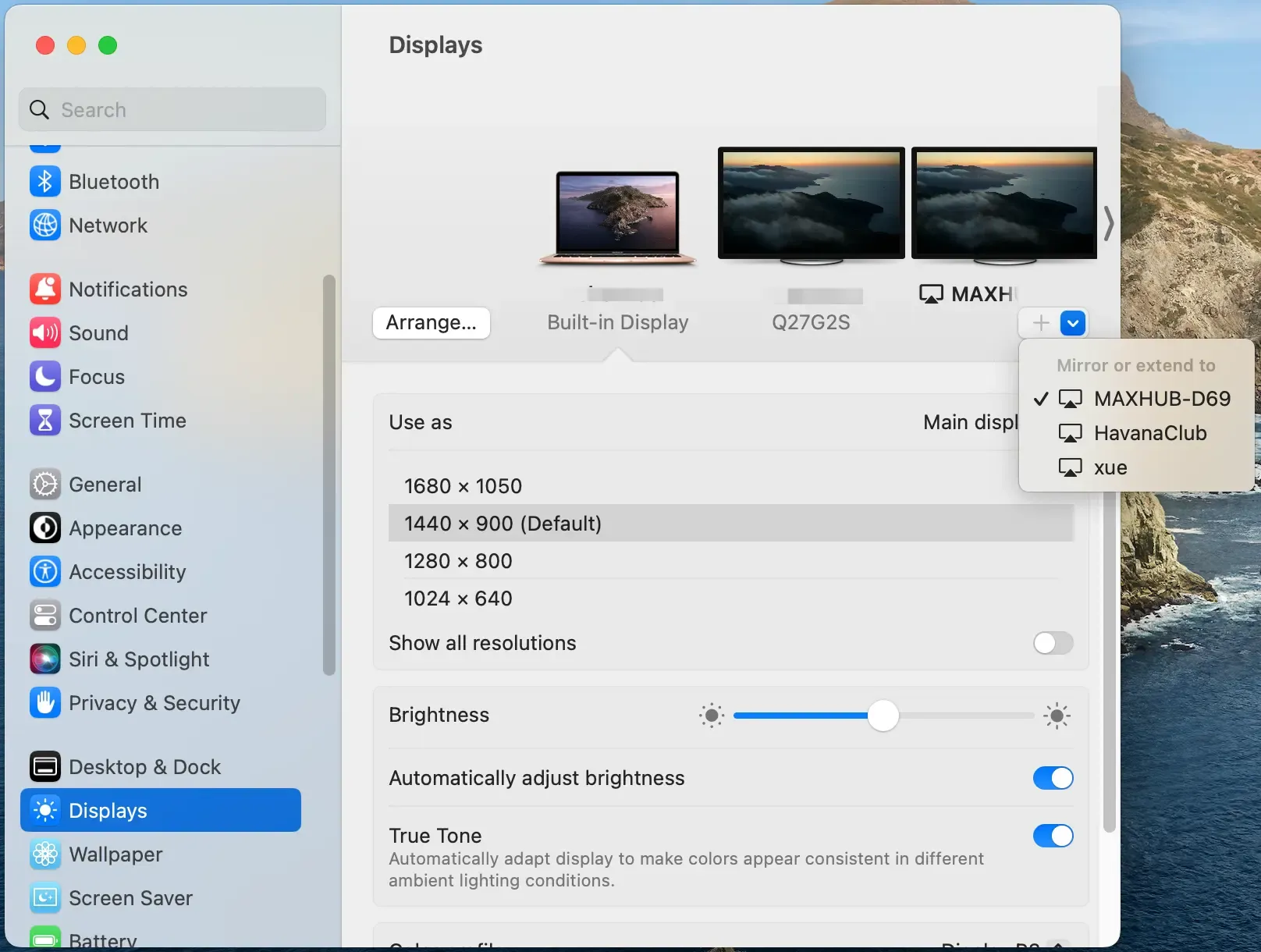 access Display menu on Mac