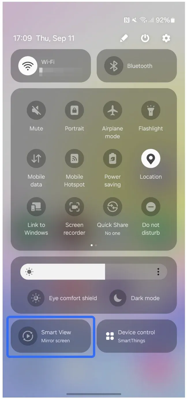 Smart View on Samsung phone