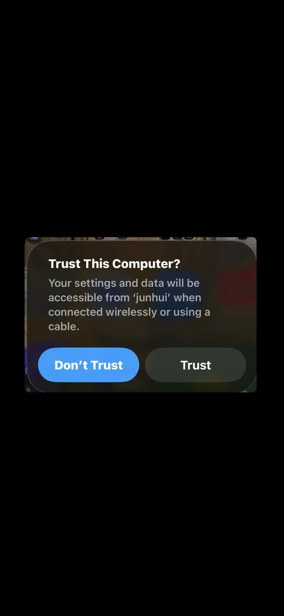 Trust option prompted on iPhone