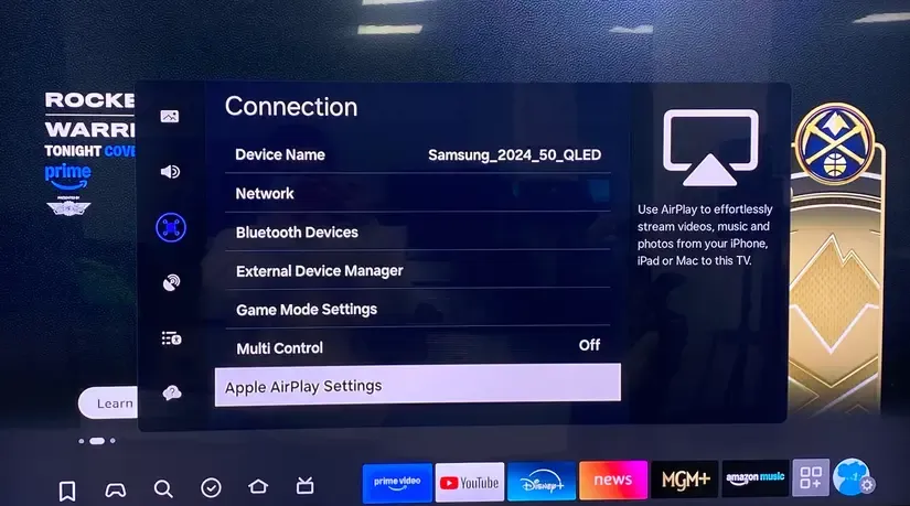 ind Apple AirPlay Settings on Samsung TV
