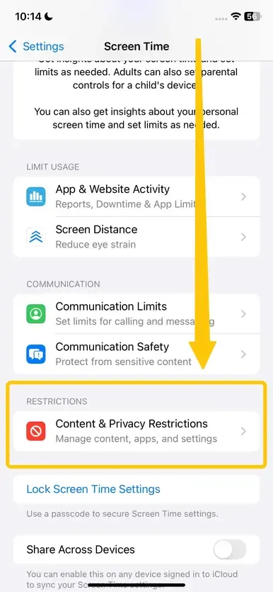Content & Privacy Restrictions