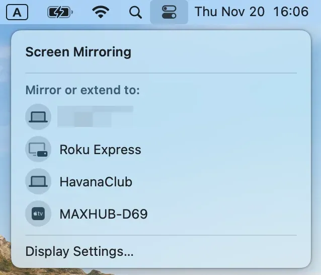 choose TV on Mac's AirPlay menu