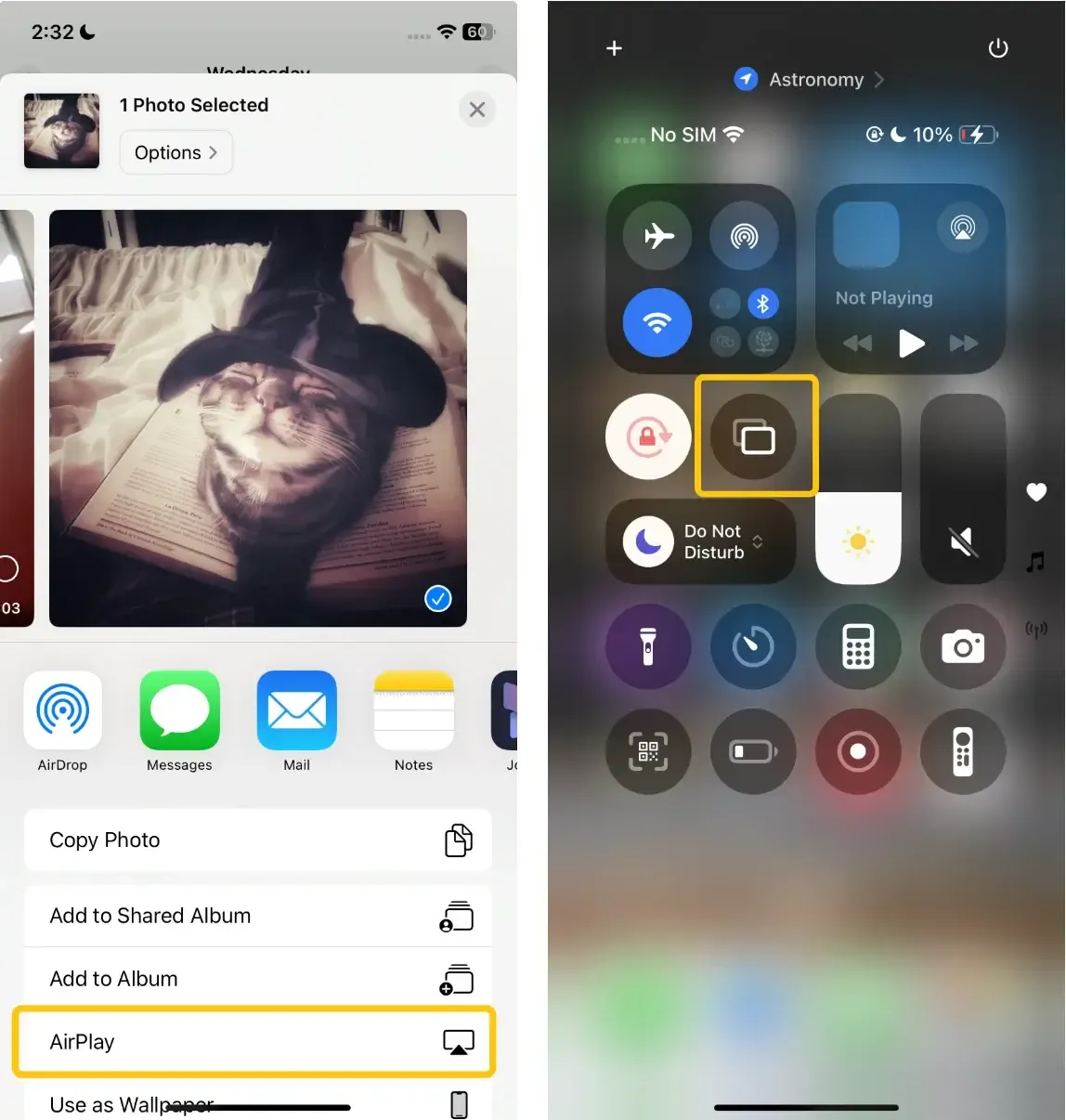 Screen Mirroring and AirPlay button