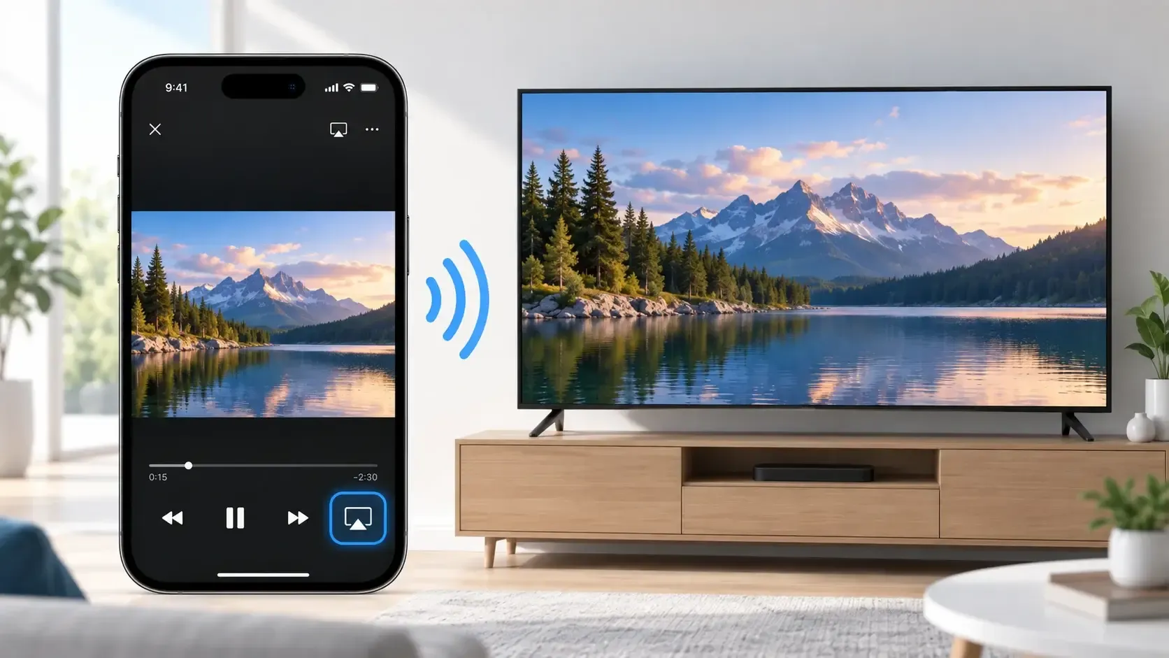 how to use AirPlay to stream video from iPhone to TV
