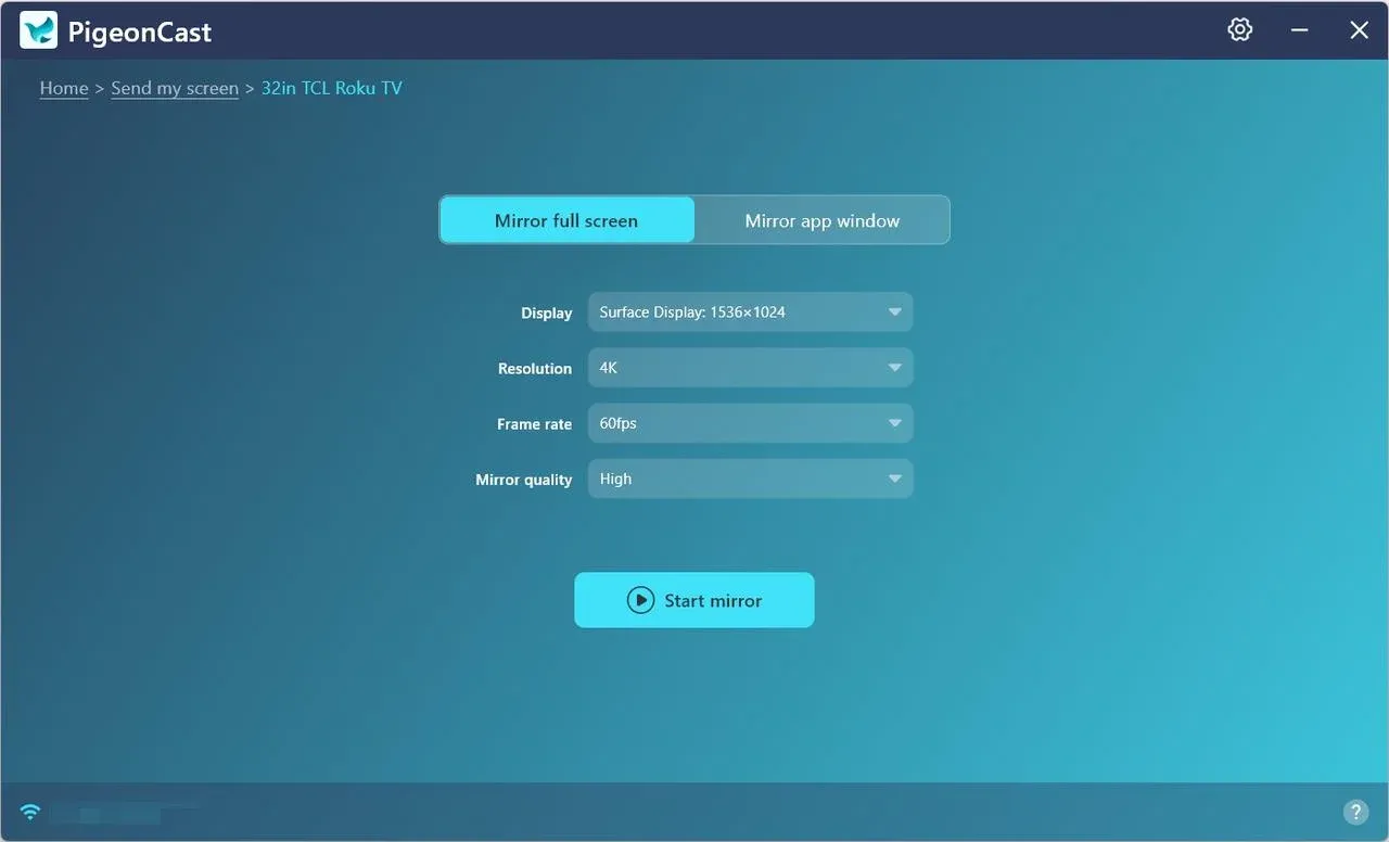 connect Windows PC to TCL Roku TV via PigeonCast