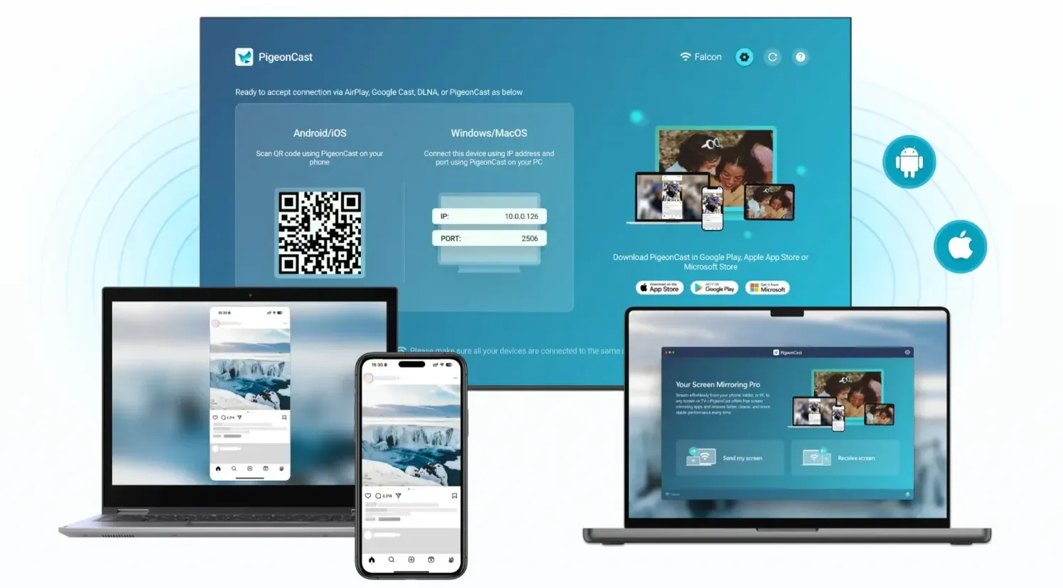 PigeonCast as a cross-platform screen mirroring solution