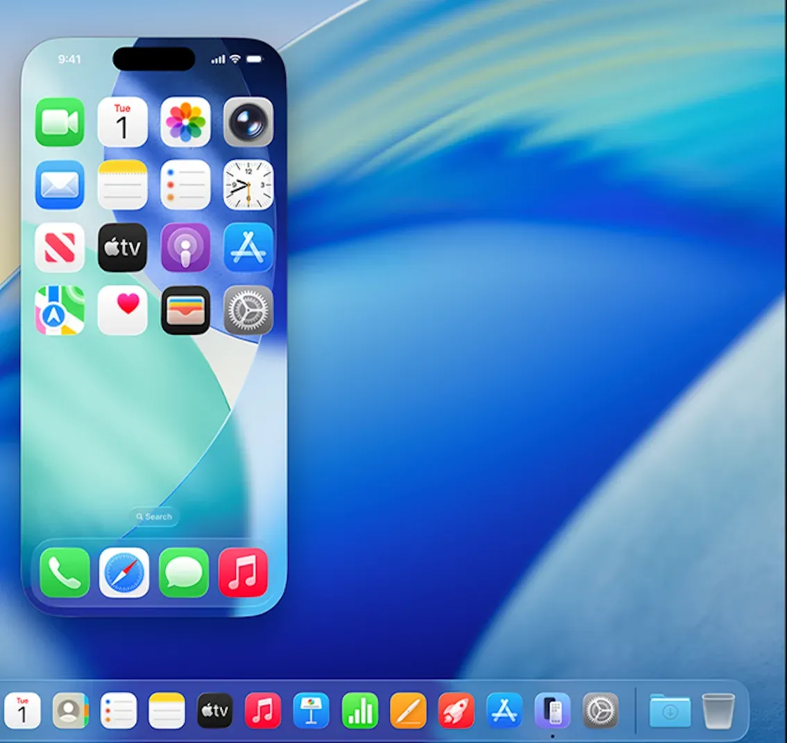 find iPhone Mirroring in Dock