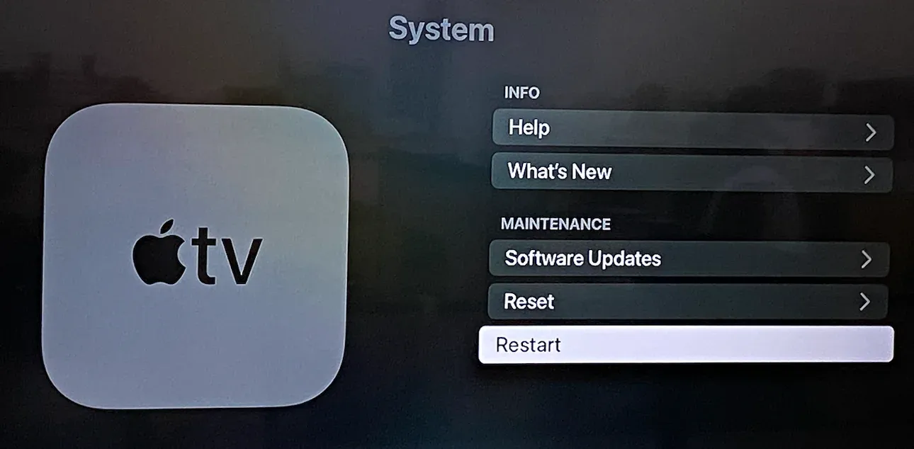 restart Apple TV