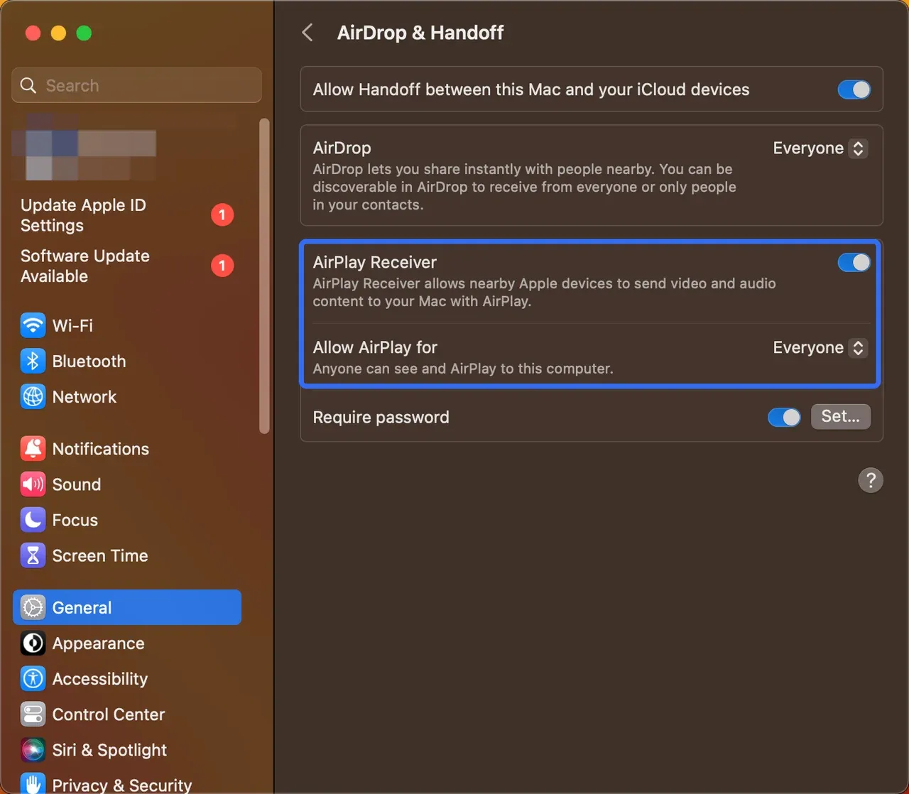 enable AirPlay on MacBook Air