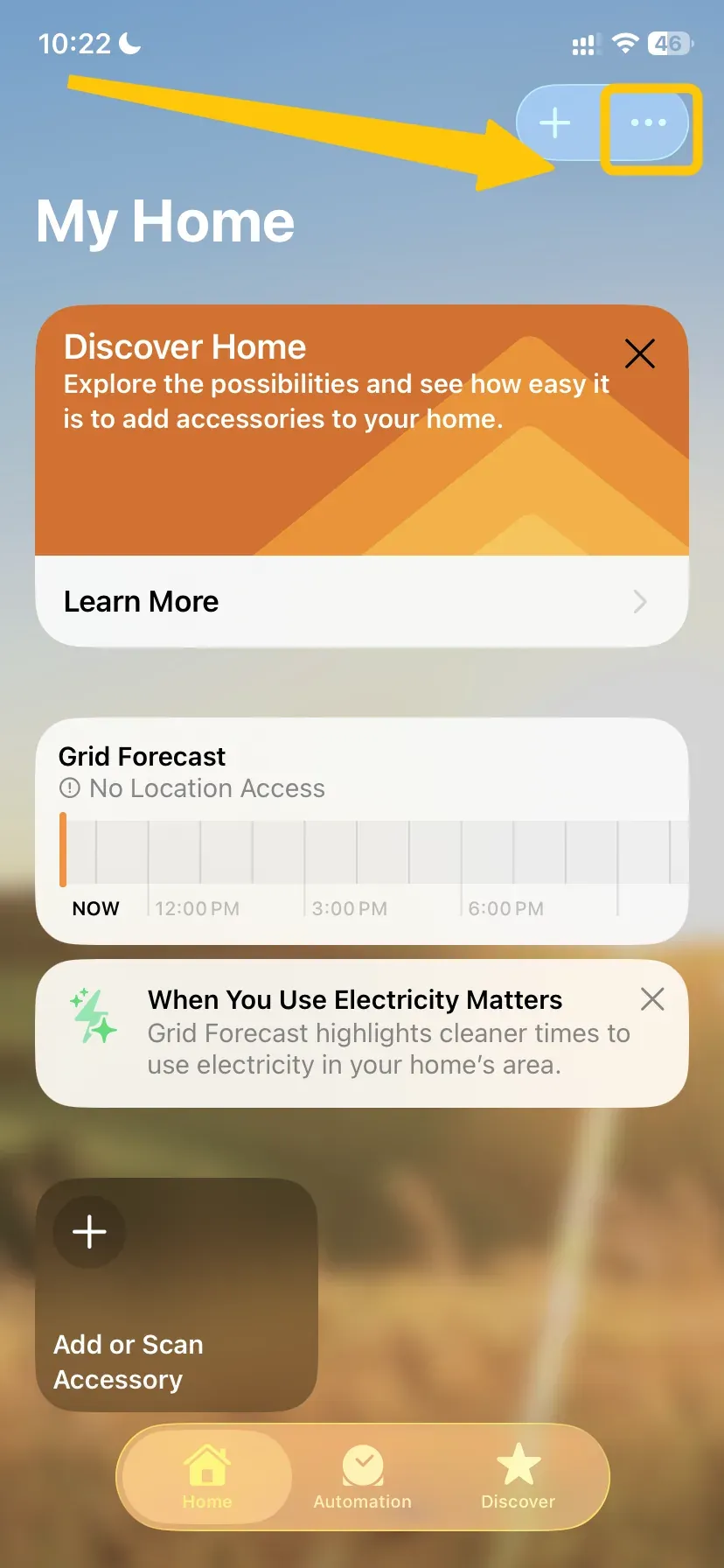 Home settings in iPhone's Home app