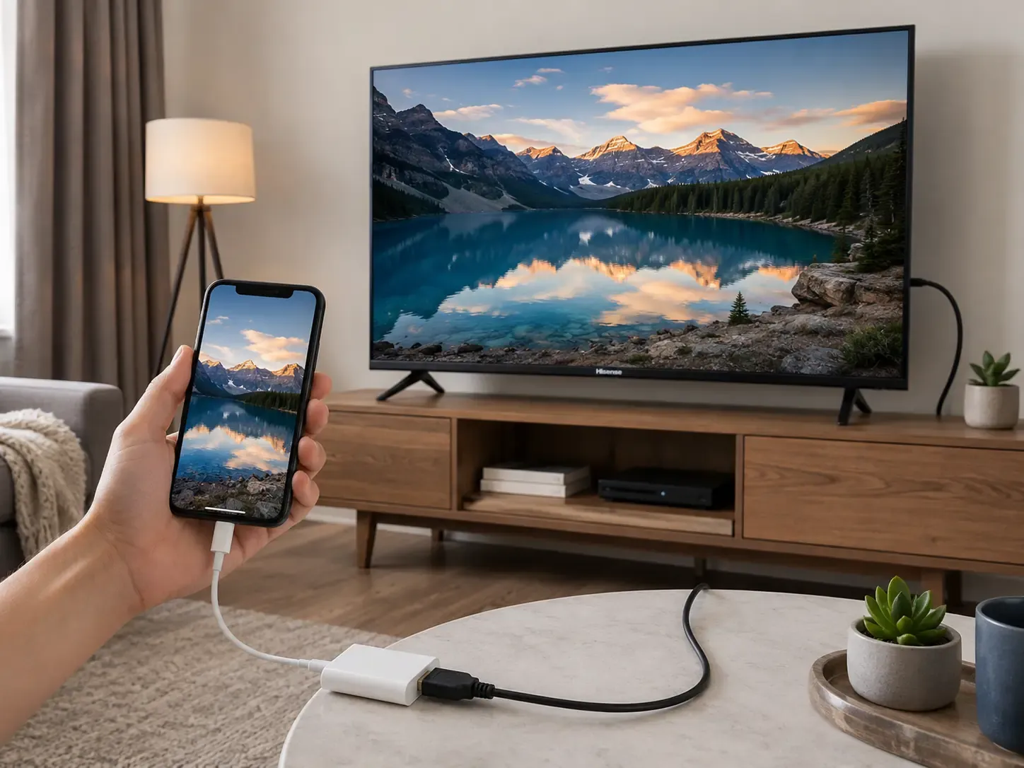 use an HDMI adapter to connect your iPhone to Hisense TV