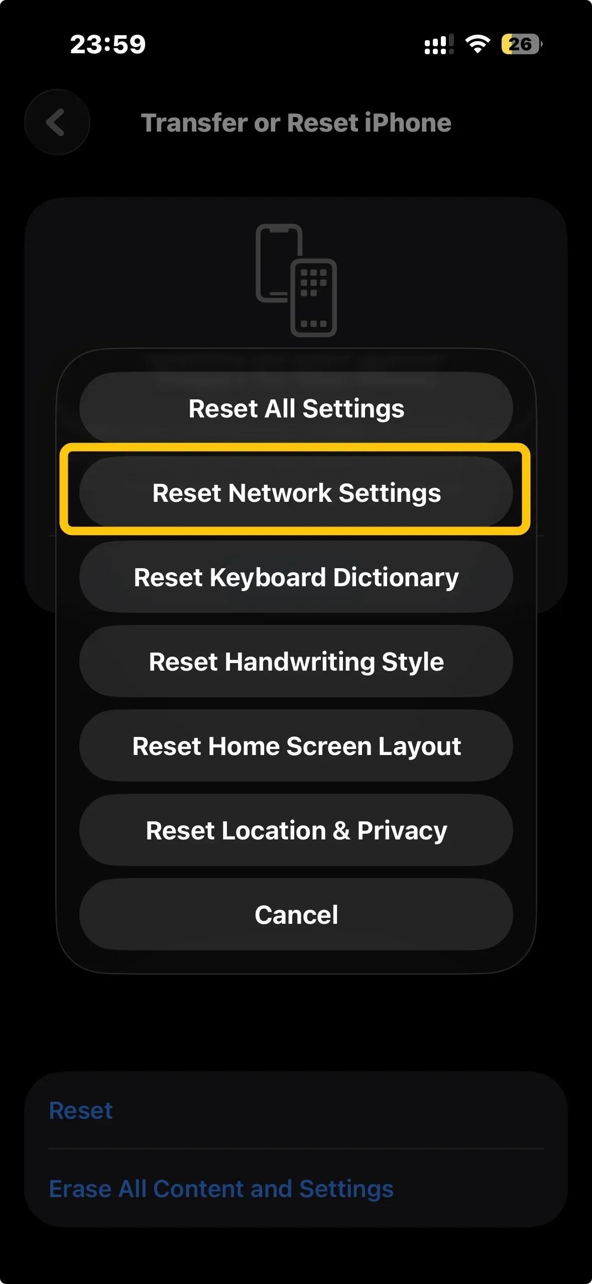 Reset Network Settings on iPhone