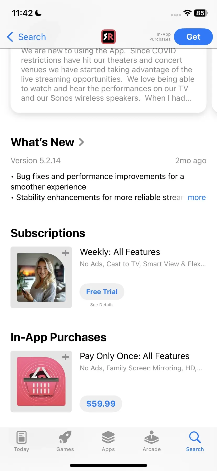 AirBeamTV app cost