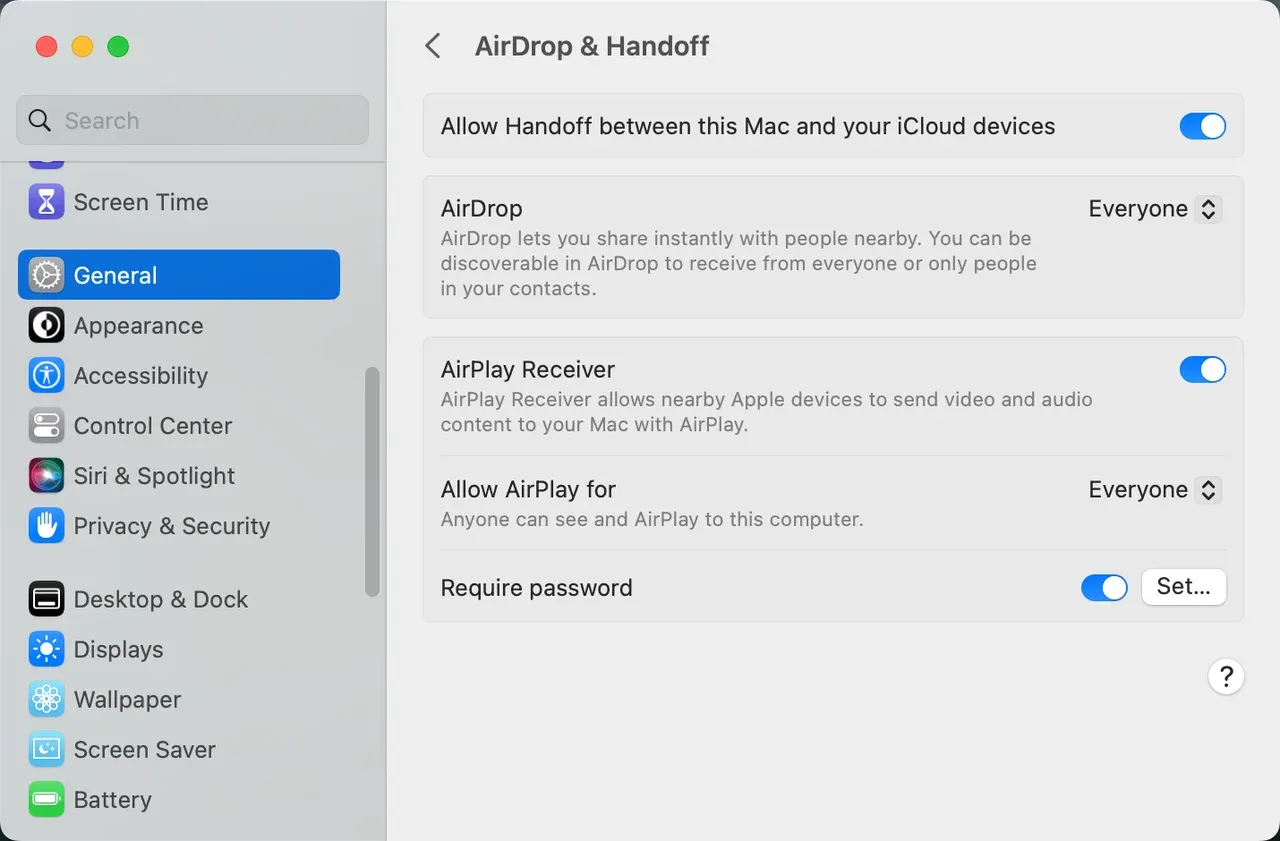 enable AirPlay on MacBook