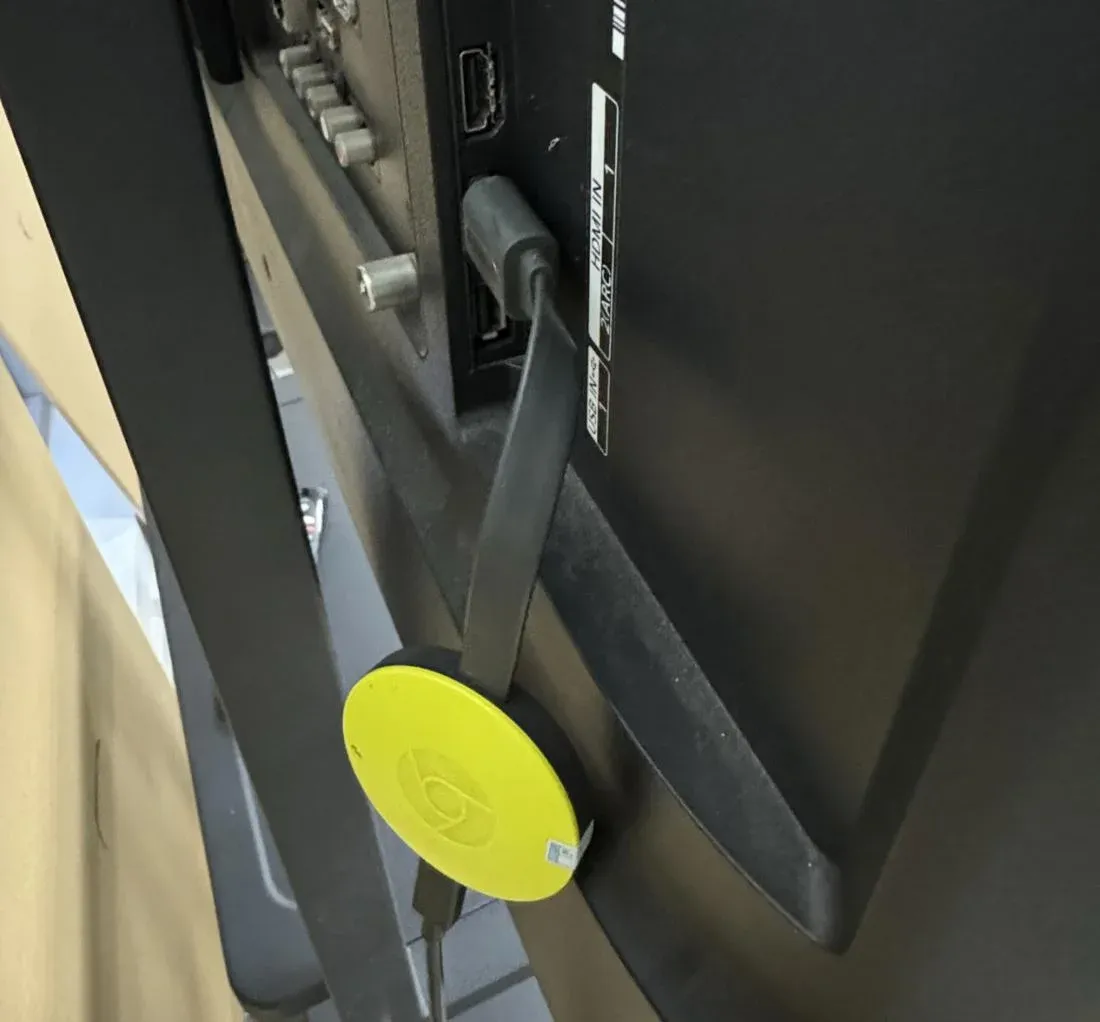 Chromecast into an available HDMI port