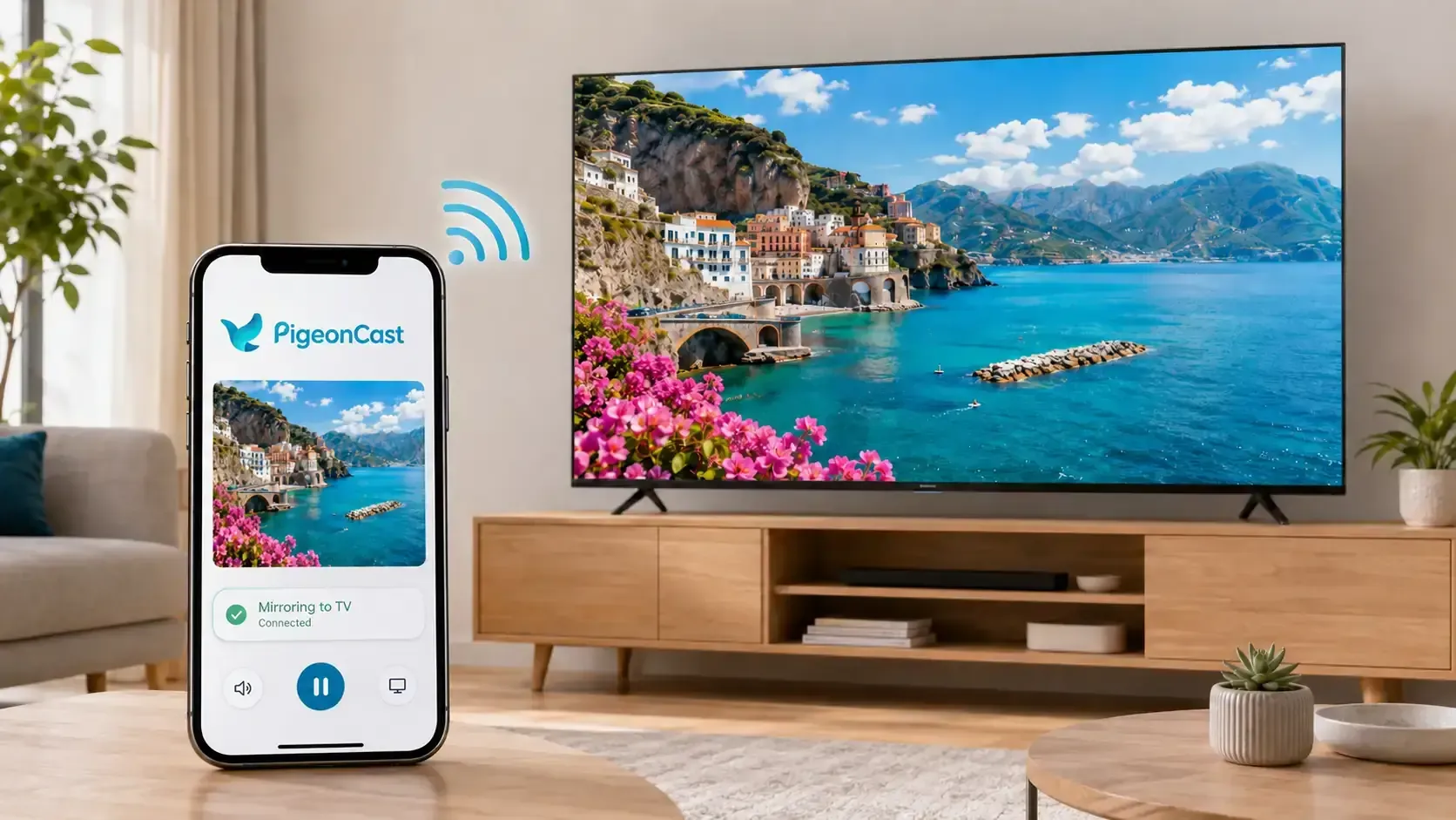use PigeonCast to mirror your mobile device on TV