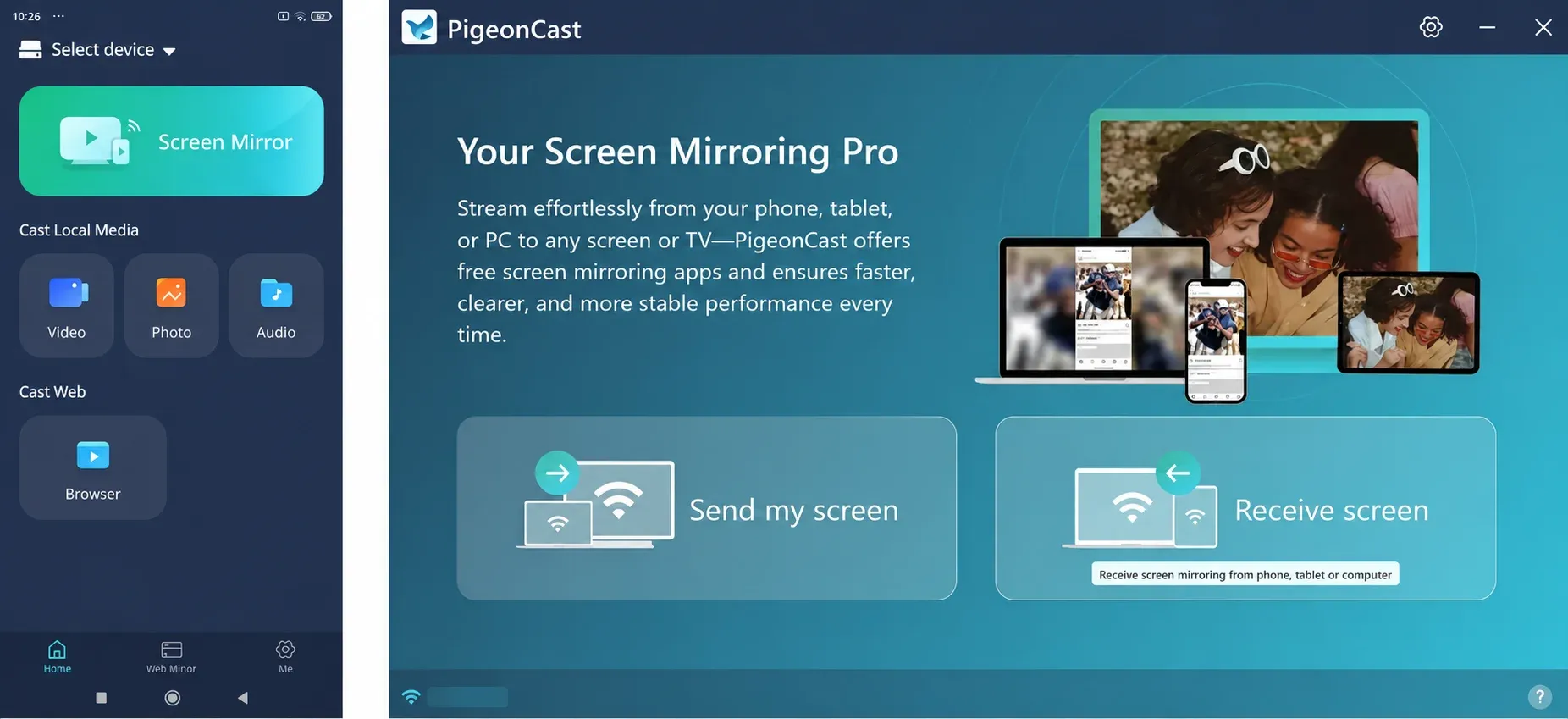 set up PigeonCast on phone and computer