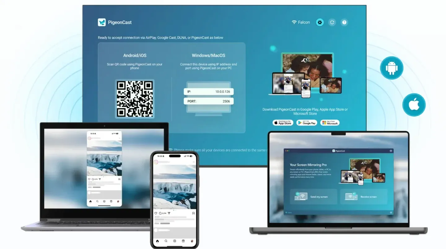 PigeonCast is a cross-platform screen mirroring app