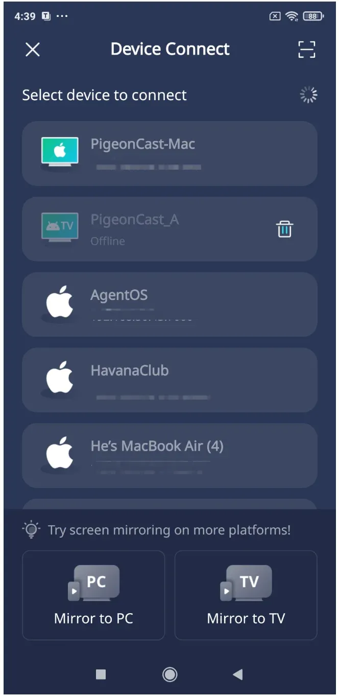 connect Android to Mac with PigeonCast