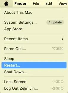 restart option on MacBook