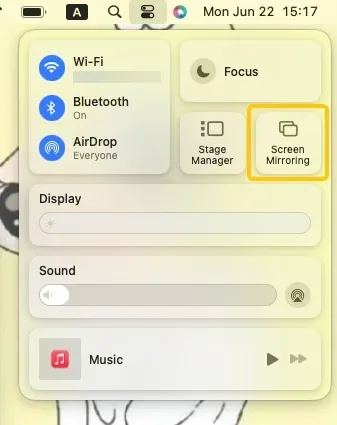 Screen Mirroring in Mac's Control Center