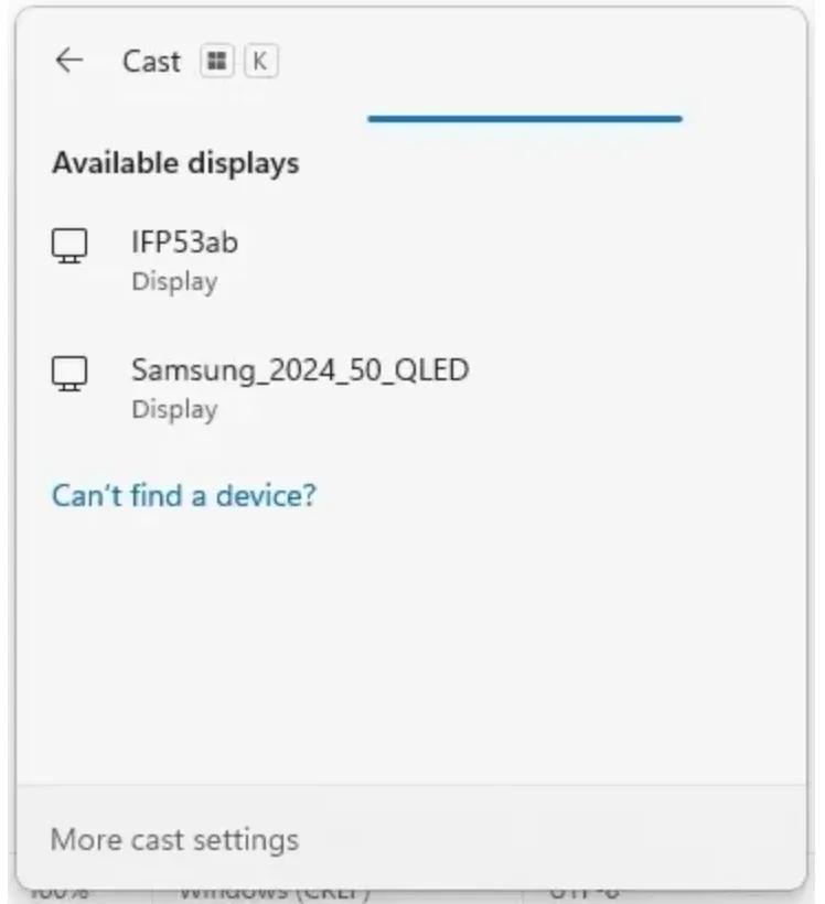 Windows's Cast menu