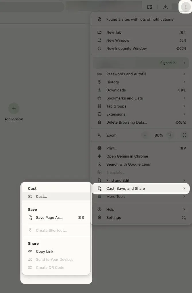 cast from laptop through Chrome