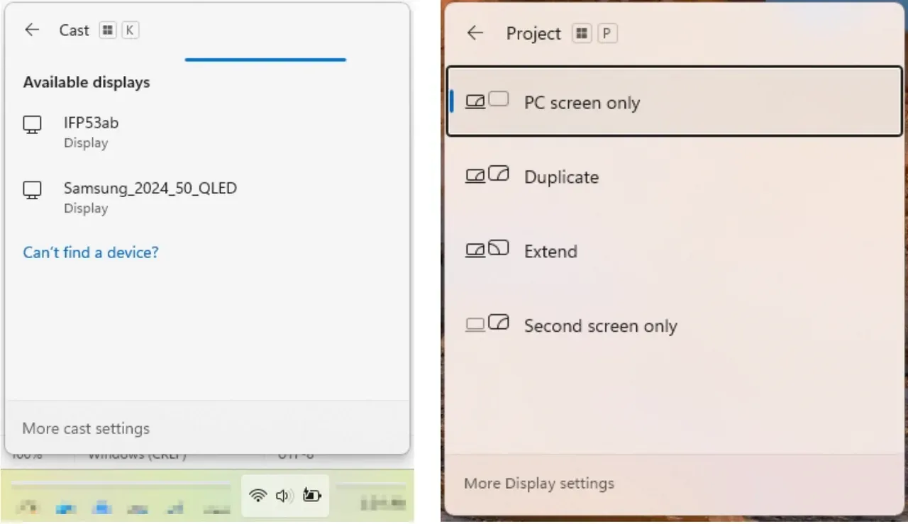 access Cast or Project on Windows