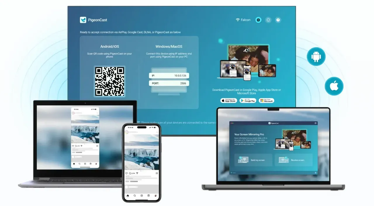 PigeonCast Screen Mirroring app