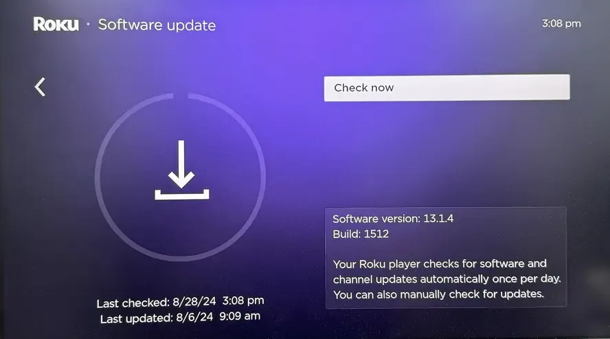 System Update on Roku