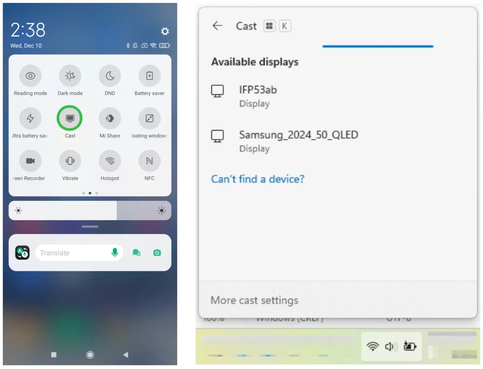enable Miracast on Android or Windows