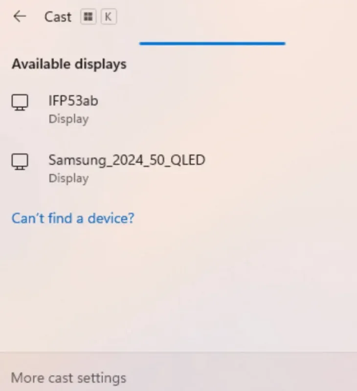 Cast menu on Windows