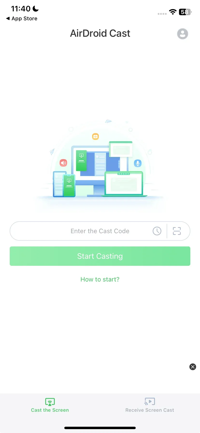 AirDroid Cast menu
