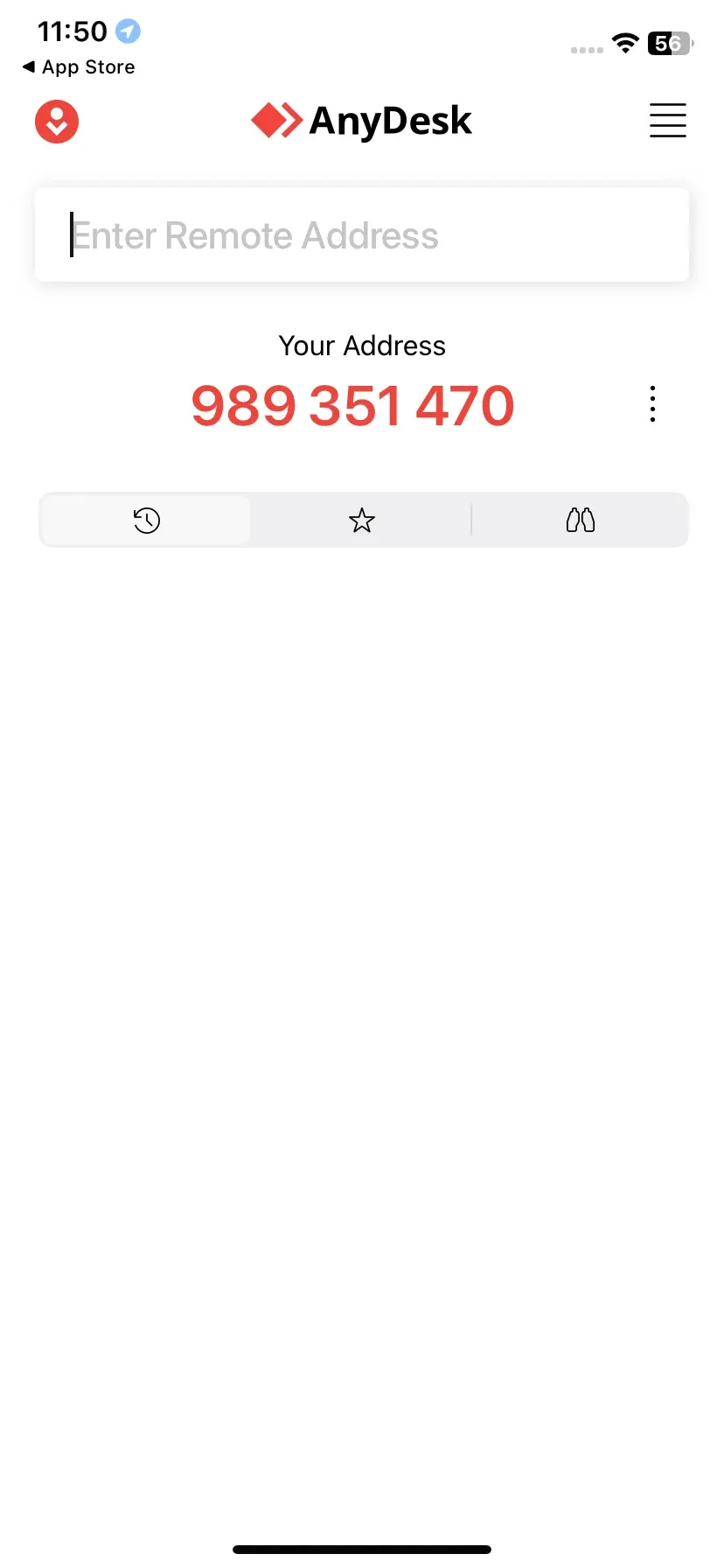 Anydesk menu