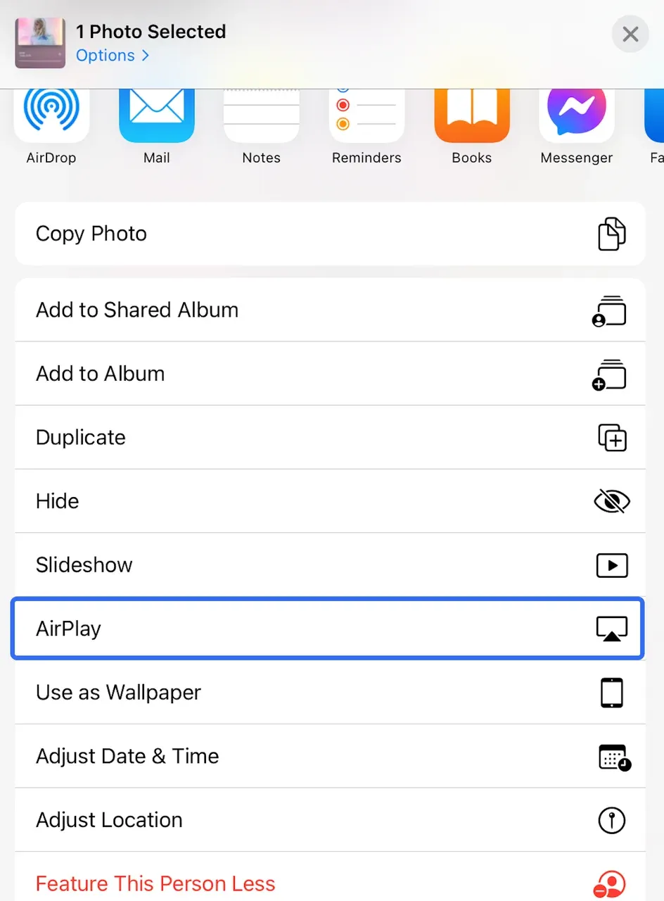 choose AirPlay on iPad