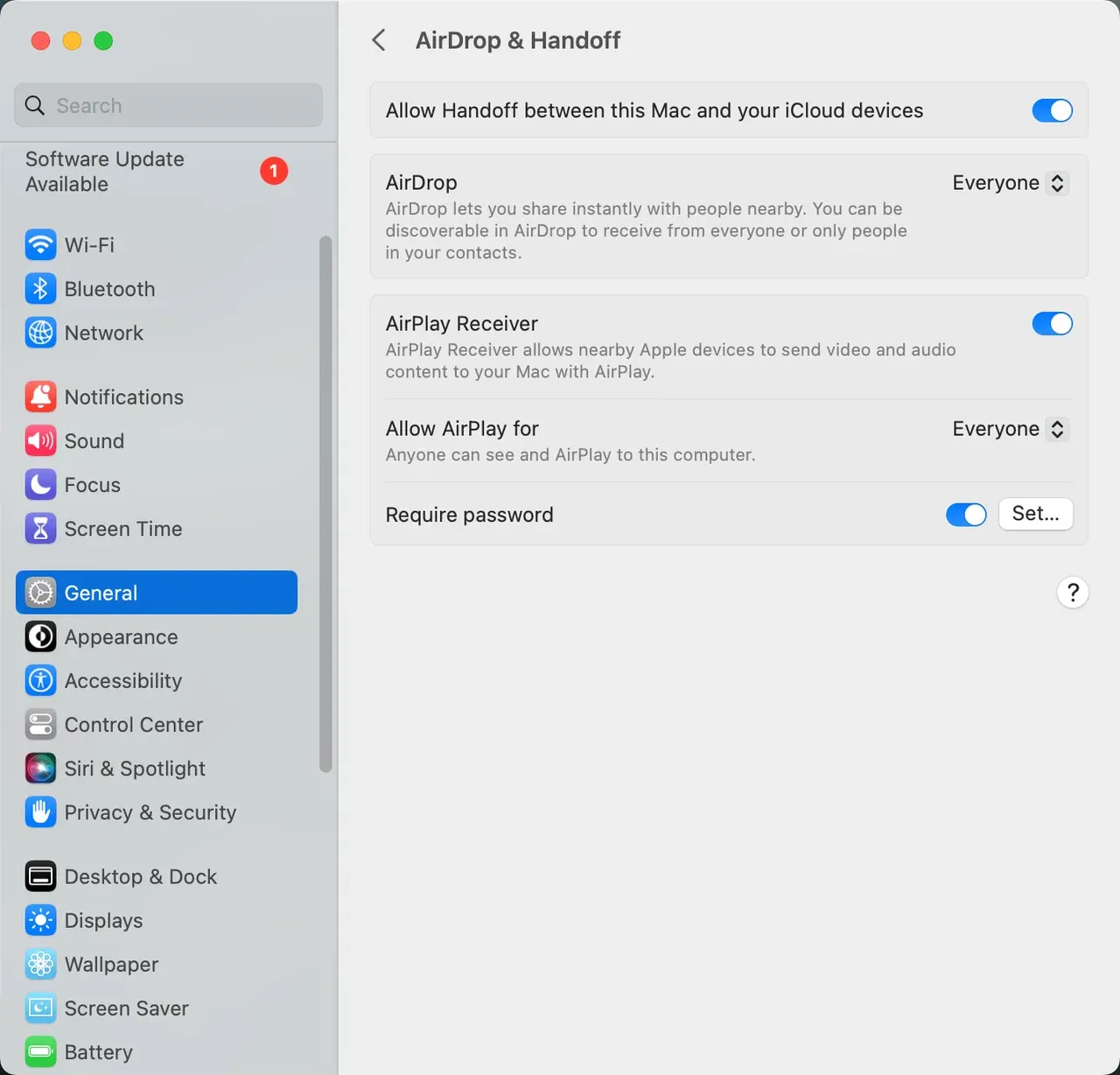 enable AirPlay receiver on MacBook