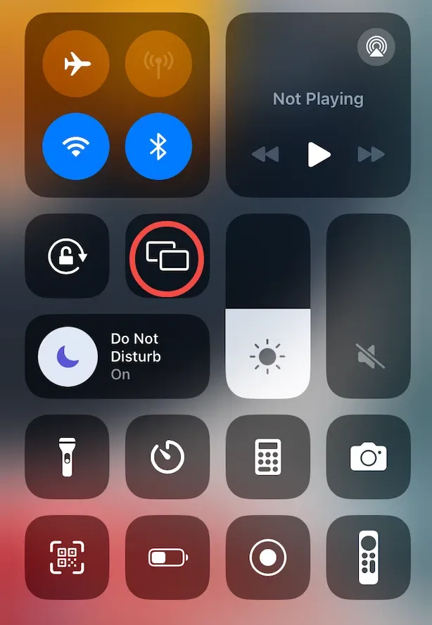 Screen Mirroring icon on iPhone