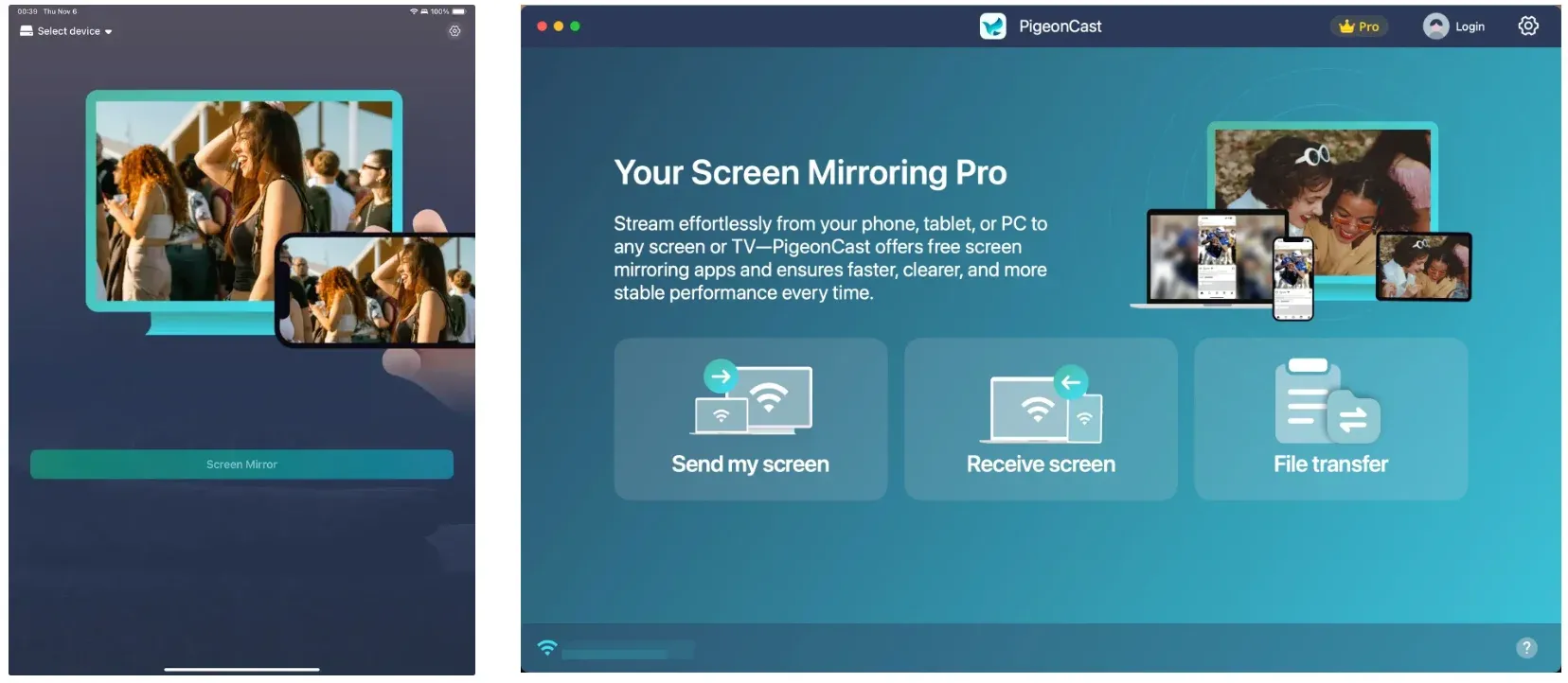 set up PigeonCast for iPad and Mac screen mirroring