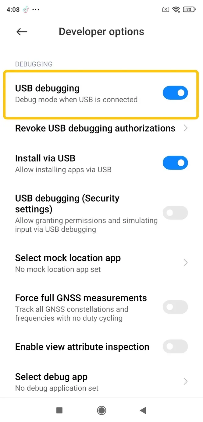 USB Debugging in Android phone